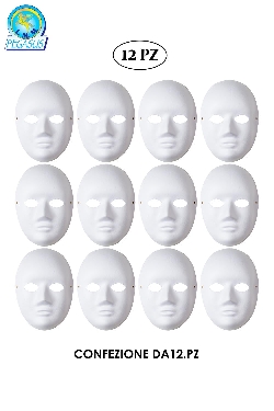 MASCHERA BIANCA DA DIPINGERE E DECORARE DA DONNA CF. 12 PZ